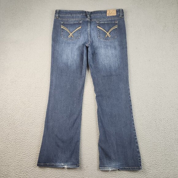 Y2K Bootcut Jeans Womens Plus Size 32x31 Vanity Low Rise Cotton Blend Blue Denim - Picture 2 of 12